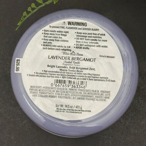 BBW Lavender Bergamot White Barn Bath & Body Works 3 Wick Candle - Picture 10 of 10